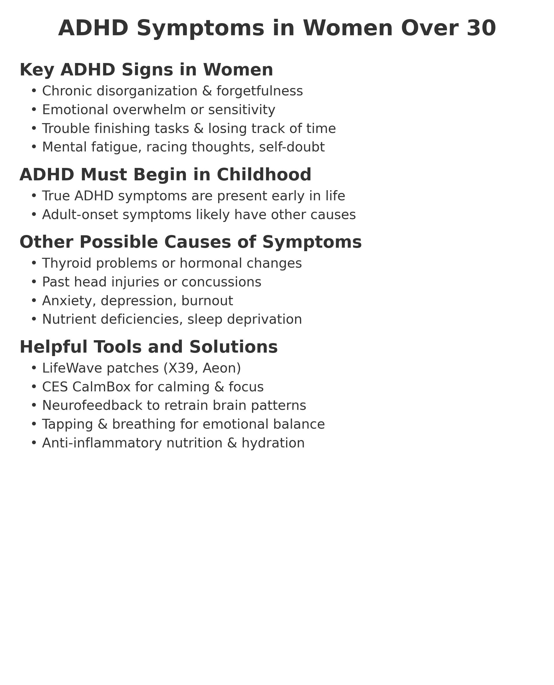 ADHD Symptoms in Women Over 30 Infographic