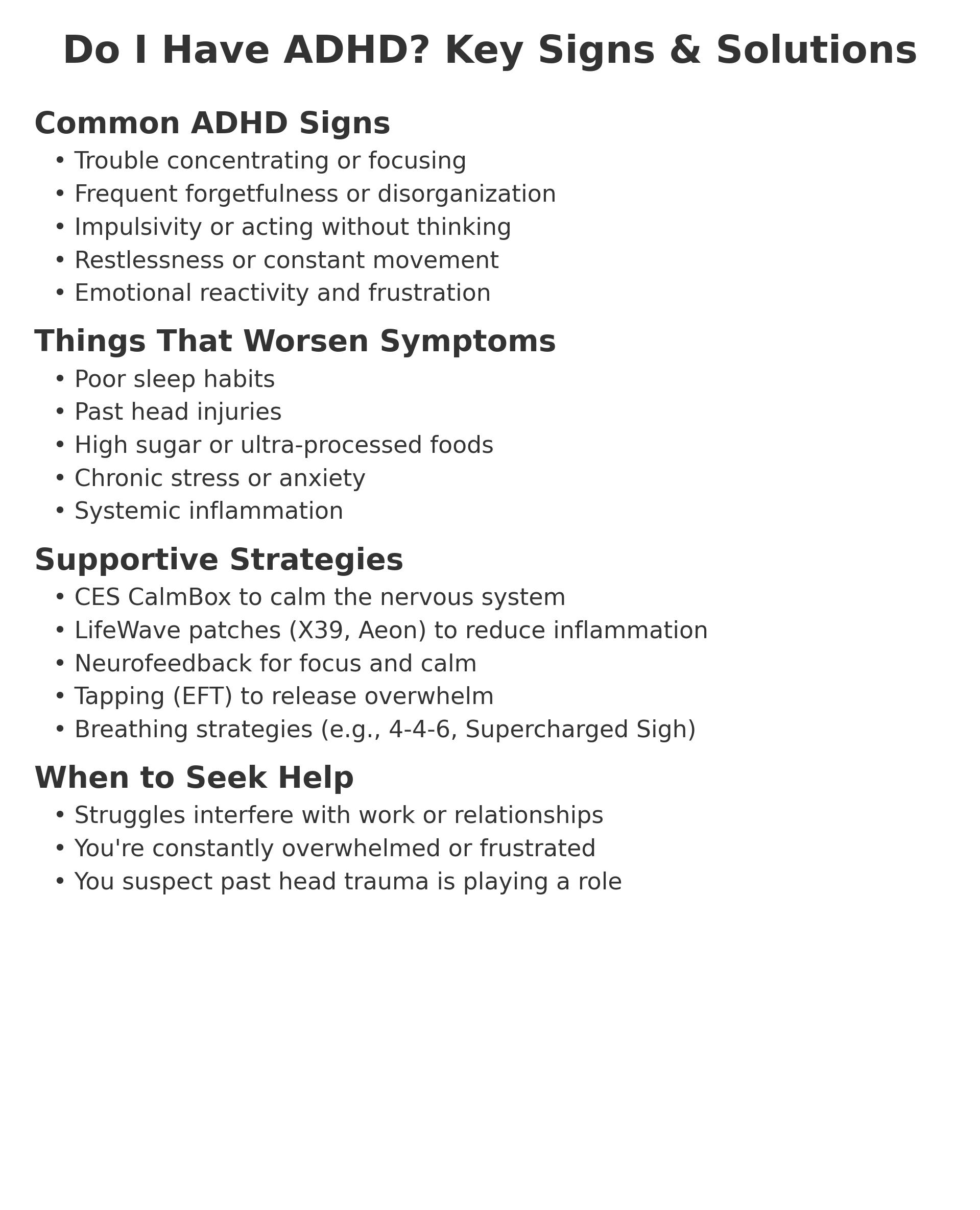 Do I Have ADHD? Self-Assessment Infographic
