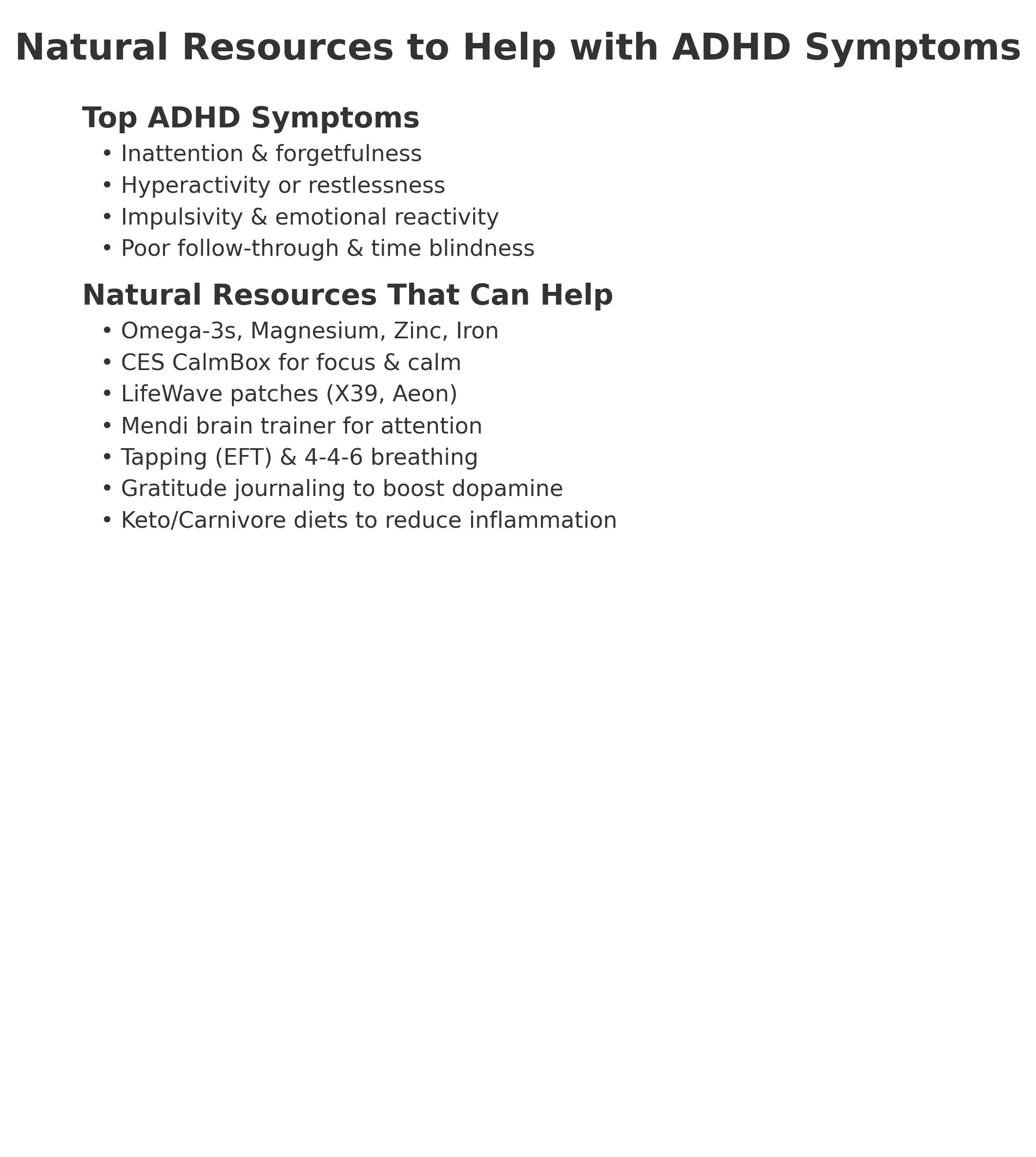 Natural Resources for ADHD Infographic